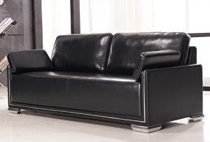 Черный кожаный диван для приемной S313