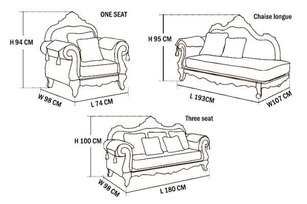 Dimension of B009 Euro Leather Sofa